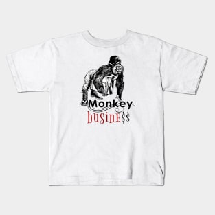 Monkey Business-irony-businessman Kids T-Shirt